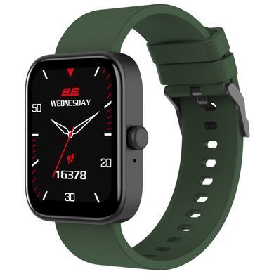 Смарт-годинник 2E Alpha SQ Music Edition 46мм, 1.78", 368x448, AMOLED, BT 5.2, Чорно-зелений (2E-CWW40BKGN) [108699]