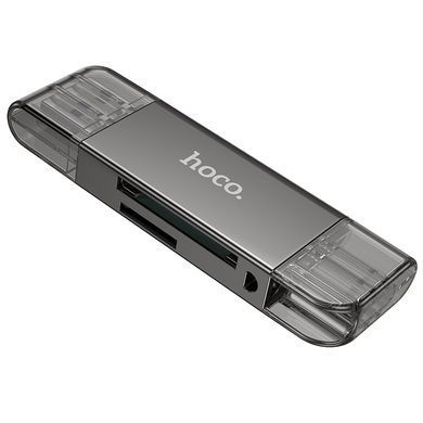 USB-хаб HOCO HB39 USB/Type-C 3.0 high-speed card reader Metal Gray (6942007604819) [805345]