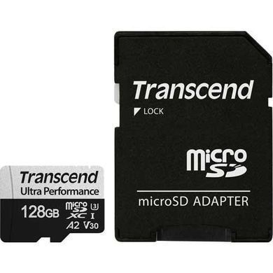 Карта пам'яті Transcend microSD 128GB C10 UHS-I U3 A2 R160/W90MB/s + SD (TS128GUSD340S) [108915]