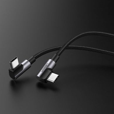 Кабель USB 2.0 Type-C M-M, 1 м, 90&deg;, 60W Aluminum Braid Чорний, US323 UGREEN (70529) [404055]