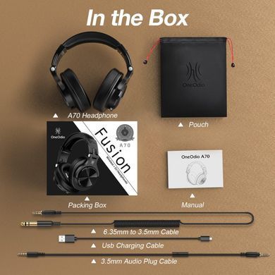 Гарнітура OneOdio Fusion A70, Bluetooth+3,5мм/6,35мм, Black (A70 Black) [404484]