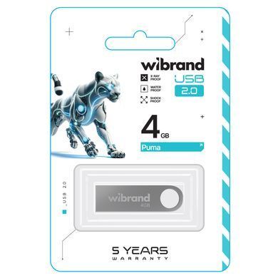 Флеш-накопичувач Wibrand USB 2.0 Puma 4Gb Silver (WI2.0/PU4U1S) [802989]