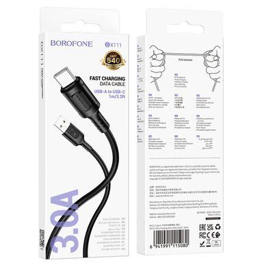 Кабель BOROFONE BX111 Feliz charging data cable Type-C 1m Black (6941991115080) [802223]