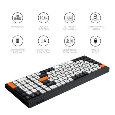Клавіатура бездротова OfficePro Bluetooth Black/White (SK985BO) [617842]