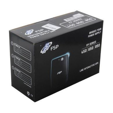 ДБЖ FSP FP650, 650ВА/360Вт, Line-Int, USB/RJ45, IEC-320-C13, AVR, Black (PPF3601405) [400902]