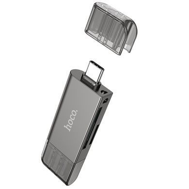 USB-хаб HOCO HB39 USB/Type-C 3.0 high-speed card reader Metal Gray (6942007604819) [805345]