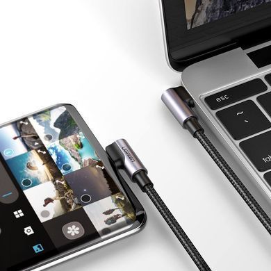 Кабель USB 2.0 Type-C M-M, 1 м, 90&deg;, 60W Aluminum Braid Чорний, US323 UGREEN (70529) [404055]
