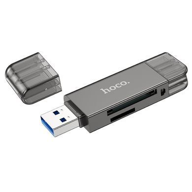 USB-хаб HOCO HB39 USB/Type-C 3.0 high-speed card reader Metal Gray (6942007604819) [805345]