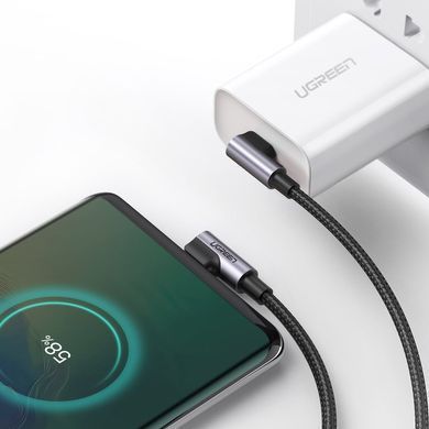 Кабель USB 2.0 Type-C M-M, 1 м, 90&deg;, 60W Aluminum Braid Чорний, US323 UGREEN (70529) [404055]