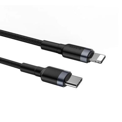 Кабель Baseus Cafule Cable Type-C to iP PD 20W 1m Gray+Black (CATLKLF-G1) [802530]