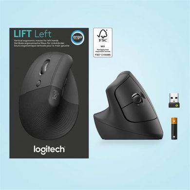 Миша бездротова Logitech Lift Left Vertical Ergonomic Graphite USB (910-006495) [606494]
