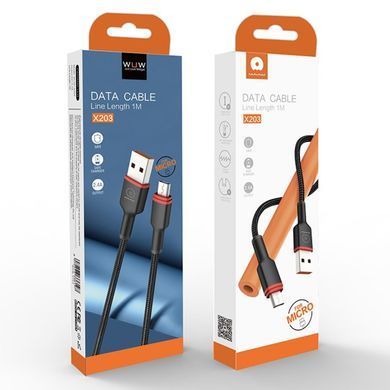 Кабель WUW-X203 USB Micro 2,4A 1m black (6972573336197) [806338]