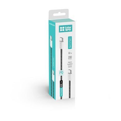 Кабель ColorWay USB Type-C - USB Type-C (M/M), 3.0 А, 2 м, Black (CW-CBPDCC068-BK) [604319]
