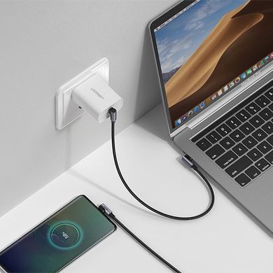 Кабель USB 2.0 Type-C M-M, 1 м, 90&deg;, 60W Aluminum Braid Чорний, US323 UGREEN (70529) [404055]