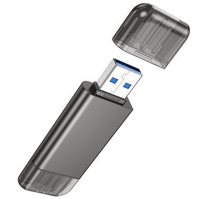 USB-хаб HOCO HB39 USB/Type-C 3.0 high-speed card reader Metal Gray (6942007604819) [805345]