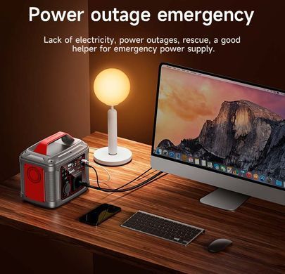 Портативна зарядна станція HOCO DB28 300W Iron Gray+Red (6931474781987) [800017]