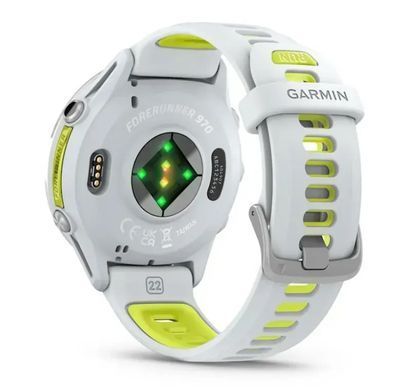 Смарт-годинник Garmin Forerunner 970 Whitestone Titanium with Whitestone/Translucent Amp Yellow Silicone with Silver Buckle (010-02969-61) [613063]