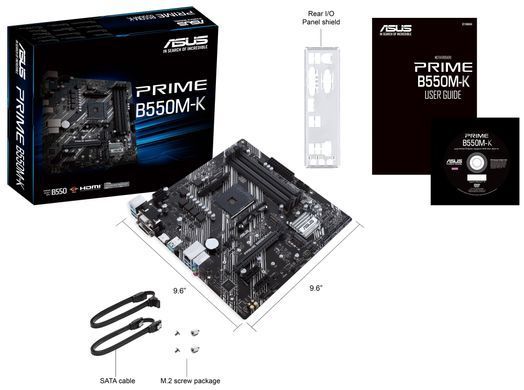 Материнcька плата ASUS PRIME B550M-K sAM4 B550 4xDDR4 M.2 HDMI DVI D-Sub mATX (90MB14V0-M0EAY0) [109084]