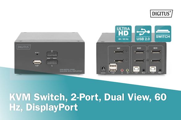 Комутатор DIGITUS Desktop DisplayPort KVM (DS-12862)