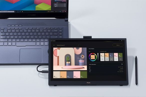 Монітор портативний Asus 15.6" ProArt PA169CDV HDMI, 2xUSB-C, MM, IPS, 3840x2160, 10ms, Touch, sRGB 100%, HDR400, Stylus (90LM0711-B01I70) [10890]