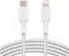 Кабель USB-C > Lightning заряджання/синхронізації Belkin 1м, 30Вт, Type-C, плетений, білий (CAA004BT1MWH) [109443], фото 1