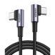 Кабель USB 2.0 Type-C M-M, 1 м, 90&deg;, 60W Aluminum Braid Чорний, US323 UGREEN (70529) [404055], фото 1
