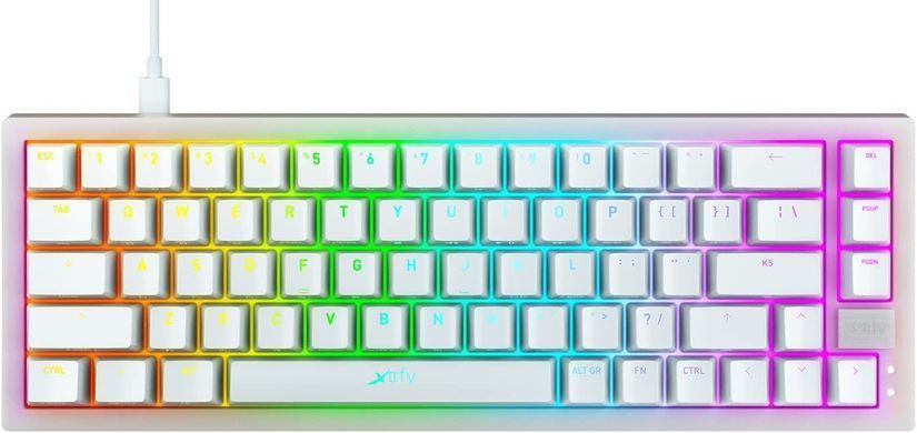 Клавіатура механічна Xtrfy K5 68Key, Kailh Red, USB-A, EN/UA, Hot-swap, RGB, біла (K5-RGB-CPT-TPWHITE-R-UKR) [103553]