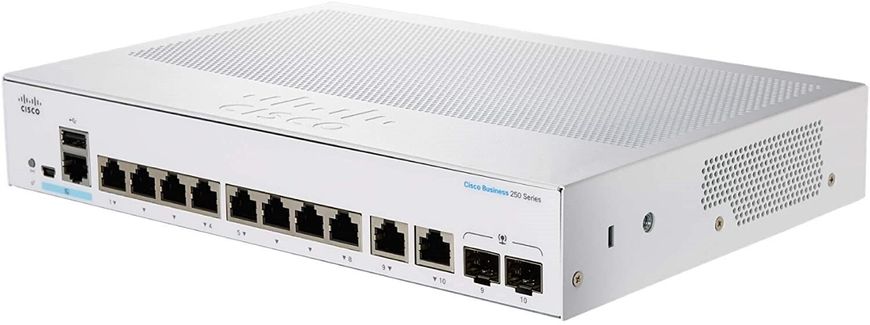 Cisco Комутатор CBS250 Smart 8-port GE, Ext PS, 2x1G Combo (CBS250-8T-E-2G-EU)