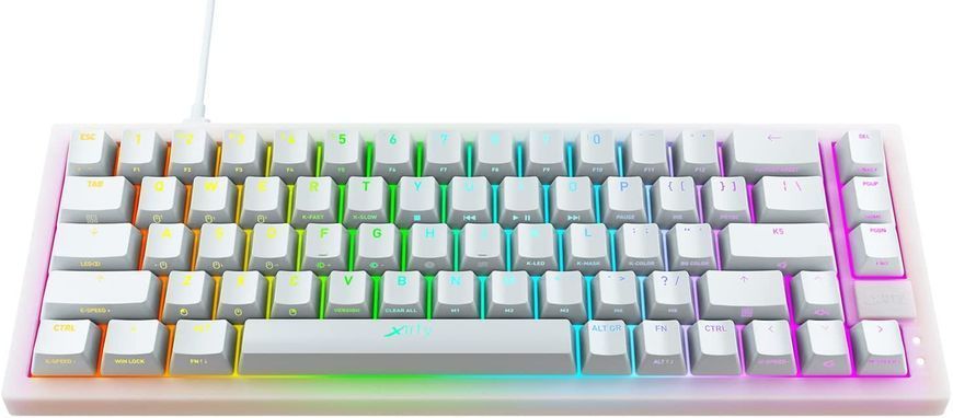 Клавіатура механічна Xtrfy K5 68Key, Kailh Red, USB-A, EN/UA, Hot-swap, RGB, біла (K5-RGB-CPT-TPWHITE-R-UKR) [103553]