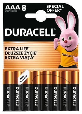 Лужні батарейки Duracell AAA, 8 шт. (5020549/5016908/5016905/5005969/) [204438]