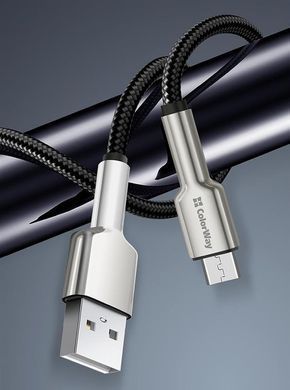 Кабель ColorWay USB - micro USB (M/M), Metal Head, 2.4 А, 1 м, Black (CW-CBUM046-BK) [603846]