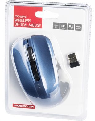 Мишка Modecom MC-WM9.1, бездротова, 4кн., 1600dpi, чорно-синя (M-MC-0WM9.1-140) [401156]