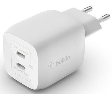 Зарядний пристрій мережевий Belkin 45Вт 2хUSB-С GAN PD PPS, білий (WCH011VFWH) [108367]