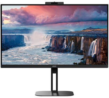 Монітор TFT 27" AOC, QHD, IPS, 75Гц, 1 мс, HDMI, DP, USB-C, USB-hub, HAS, Pivot, webcam, колонки (Q27V5CW/BK) [402039]
