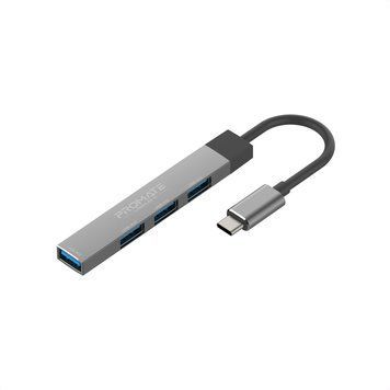USB-хаб Promate LiteHub-4 USB Type-C Grey (litehub-4.grey) [605126]