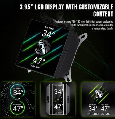 Система охолодження для комп'ютерного процесора GAMEMAX (GLACIER 360 LCD BK) [503731]