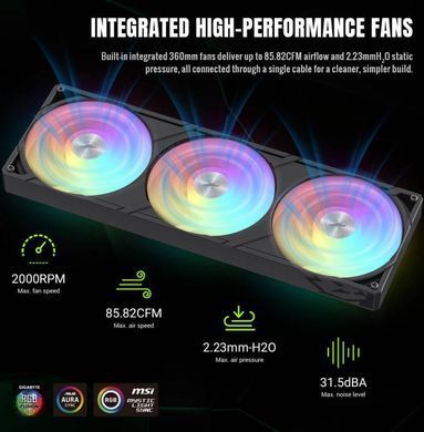 Система охолодження для комп'ютерного процесора GAMEMAX (GLACIER 360 LCD BK) [503731]