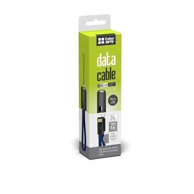 Кабель ColorWay USB - micro USB (M/M), 2.4 А, 0.22 м, Blue (CW-CBUM022-BL) [603704]