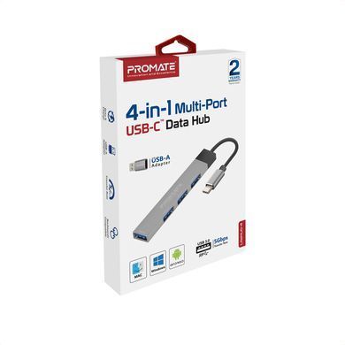 USB-хаб Promate LiteHub-4 USB Type-C Grey (litehub-4.grey) [605126]