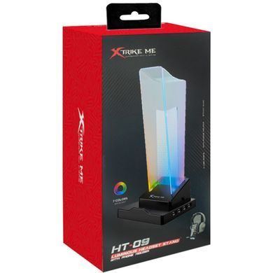 Підставка для гарнітури XTRIKE ME RGB 4xUSB2.0 HUB, USB кабель 1,5м,чорна (HT-09) [402003]