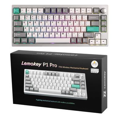 Клавіатура механічна Lemokey P1 Pro 84Key, Keychron Super Banana, WL/BT/USB-A, QMK/VIA, Hot-Swap, EN/UKR, RGB, Knob, Space Silver (P1P-X4-UA) [103655]