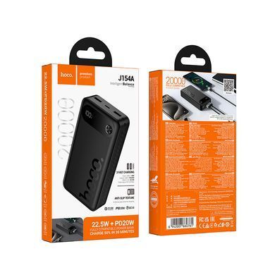 Зовнішній акумулятор HOCO J154A Victorious 22.5W+PD20W fully compatible power bank(20000mAh) Black (6942007660761) [806625]