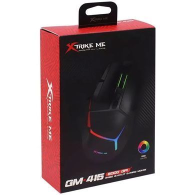 Мишка XTRIKE ME, ігрова, USB, 8000dpi., 9кн., RGB чорна (GM-415) [401319]