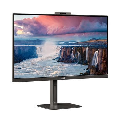 Монітор TFT 27" AOC, QHD, IPS, 75Гц, 1 мс, HDMI, DP, USB-C, USB-hub, HAS, Pivot, webcam, колонки (Q27V5CW/BK) [402039]
