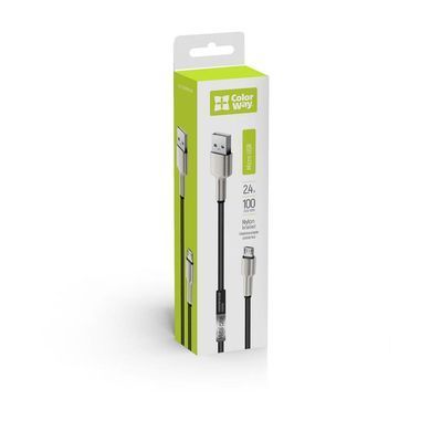 Кабель ColorWay USB - micro USB (M/M), Metal Head, 2.4 А, 1 м, Black (CW-CBUM046-BK) [603846]