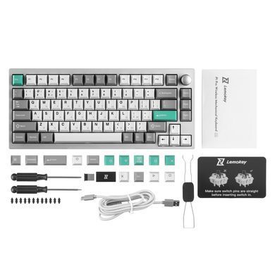 Клавіатура механічна Lemokey P1 Pro 84Key, Keychron Super Banana, WL/BT/USB-A, QMK/VIA, Hot-Swap, EN/UKR, RGB, Knob, Space Silver (P1P-X4-UA) [103655]