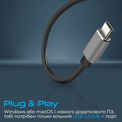 USB-хаб Promate LiteHub-4 USB Type-C Grey (litehub-4.grey) [605126]