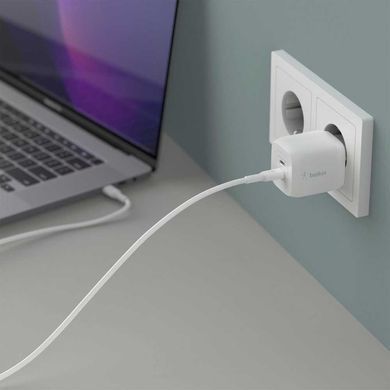 Зарядний пристрій мережевий Belkin 45Вт 2хUSB-С GAN PD PPS, білий (WCH011VFWH) [108367]