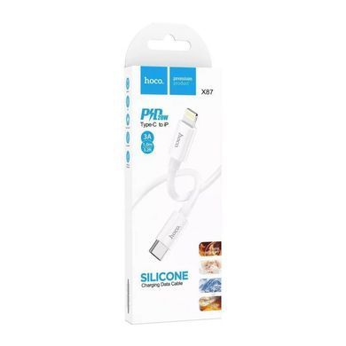 Кабель HOCO X87 Magic silicone PD charging data cable for iP White (6931474783189) [805377]