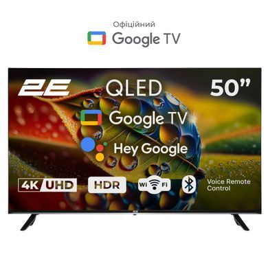 Телевізор 50" 2E QLED 4K 60Hz Smart Google TV Black (2E-50A77Q) [102206]